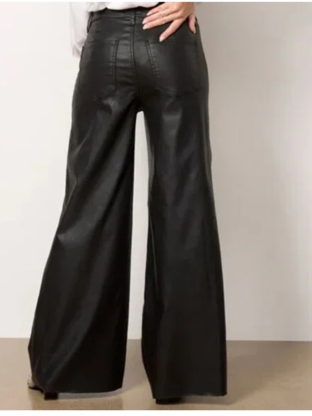 Kut from the Kloth Black Wide-Leg Faux Leather Pants Women’s Size 6